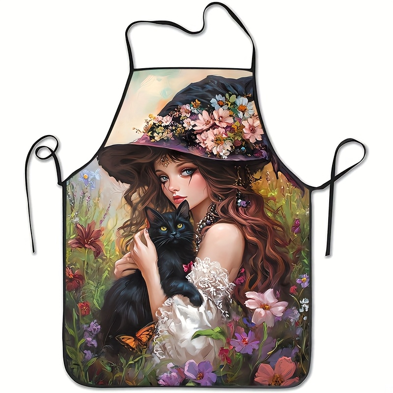 Kitchen Witch Baking - Um avental estampado com motivos de